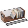 Geelin 1 Pcs Wooden Cd Storage Box Holder Racks Retro Cassette Tape Display Stand with Carrying Handles, Organizer Shelf for Movie Cases, Dvds, Cd Organizer Can Store up to 36 Pcs view 1