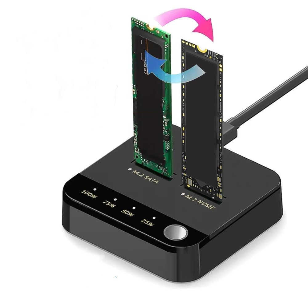 Tangxi M.2 NVMe SATA Cloner, M.2 Duplicator 20Gbps Dual Bay SSD Docking Station, Support Offline Cloning, UASP and Trim, Write & Read