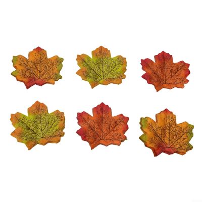100/200 Pcs Artificial Autumn Maple Leaves Silk Print 8x8 cm Mixed Color for Wedding Table Centerpieces Fall Party Photo Props and Home Decoration Crafts(200pcs)