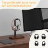 Fiwochic Walnut Wood Headset Holder, Desktop Headphone Stand, Universal Headphone Holder with Storage Base for Gaming, Music Headsets(Dark Brown) view 4