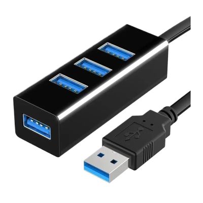 ACGTUY USB Hub Multi USB Splitter Hub Use Power Adapter 4 Port Multiple Expander 30cm/1.2m Hub Adapter High Speed for PC Computer(Black 1.2m)