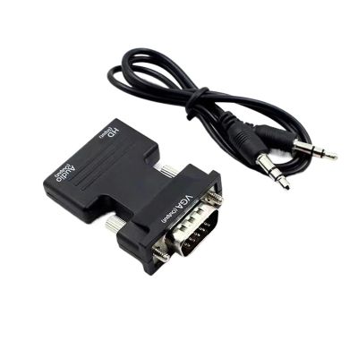 LINGQE HDMI-Compatible to V/GA Converter with 3.5mm Cord for P;S/4 PC TV M>oni>tor Projector HD 1080P Female to HDMI Male