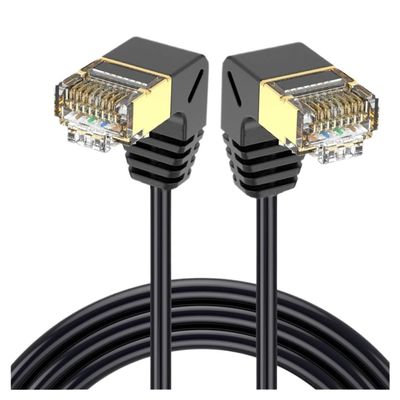 ACGTUY Ultra Thin Cat8 Ethernet Cable SFTP 40Gbps 2000MHz Cat8 RJ45 Network LAN 90 Degree Up and Down Angle Internet RJ45 Ultra Thin Cable(Down Down)