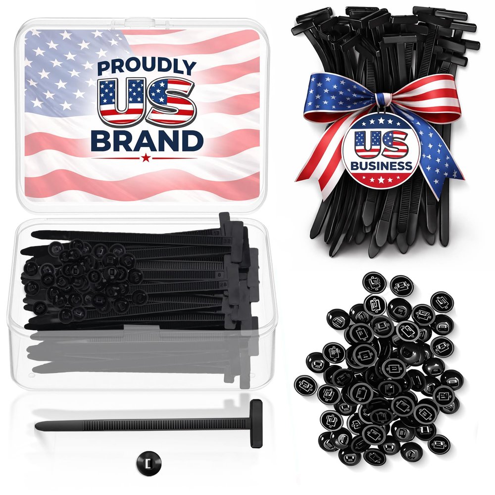 150 Pcs Nylon Universal Cable Tie Buckles  Heavy-Duty Zip Tie Buckle Clips with Pin & Button Design, Self-Locking, UV Resistant, Easy Install for Car Bumper, Fender & Auto Body Repair