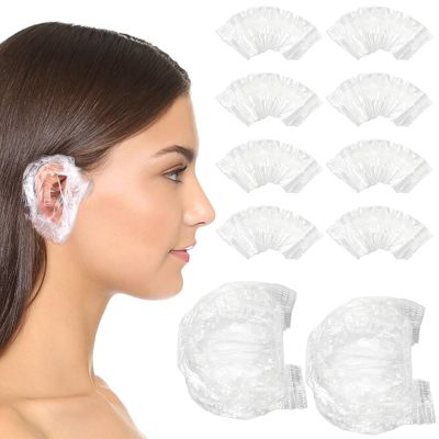 400 Pack Disposable Shower Ear Covers, Elastic Plastic Hair Dye Ear Covers