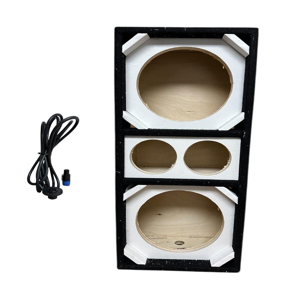 8" Brazilian Style Chuchera Speaker Box for Two 8" Speakers 2 Tweeters Vented Enclosure for Car (White)