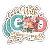 (3 Pcs) Christian Bible Verse Stickers  with God All Things are Possible Matthew 19:26 Floral Vinyl Decals, Faith Inspirational Waterproof Stickers for Laptops, Journals & Christian Gifts for Women view 1