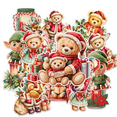 12Pcs Christmas Holiday Sticker Pack, Vintage Xmas Santa Claus, Snowman, Tree, Gifts, Winter Decor & Cozy Home Scenes Stickers Waterproof for Laptop, Water Bottle, Helmet (Christmas 2, 5 inches)