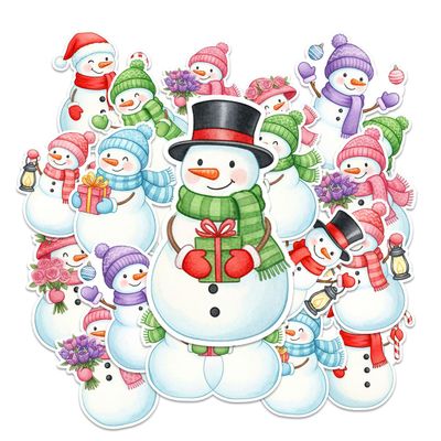 12Pcs Christmas Holiday Sticker Pack, Vintage Xmas Santa Claus, Snowman, Tree, Gifts, Winter Decor & Cozy Home Scenes Stickers Waterproof for Laptop, Water Bottle, Helmet (Christmas 9, 4 inches)