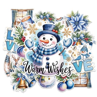 12Pcs Christmas Holiday Sticker Pack, Vintage Xmas Santa Claus, Snowman, Tree, Gifts, Winter Decor & Cozy Home Scenes Stickers Waterproof for Laptop, Water Bottle, Helmet (Christmas 7, 5 inches)
