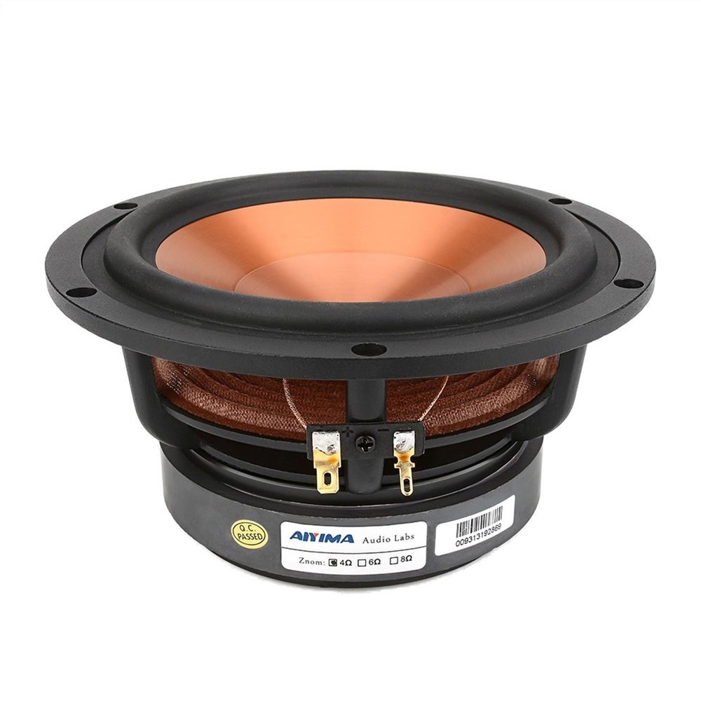 ABLNLPYOC 6.5 Inch Midrange Woofers HiFi Sound Speaker 4 8 Ohm 100W Bass Aluminum Music Loudspeaker DIY Speakers for Bookshelf(Black 4 Ohm Speaker)
