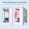 MONTECH King 15 Micro-ATX PC Case, Curved Panoramic Glass, Chimney Airflow Cooling, Dual-Chamber Design, 360mm Radiator Support, Compact Build for Next-Gen GPU & High-Performance Systems, White view 4