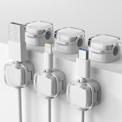 8-Pack Magnetic Cable Clips, Easy-Open Cord Organizer with Strong Adhesive for Desk, Car & Nightstand  Wire Holder for Phone Cables, Wire Holder Organizer Neatly for Home,Office,Car,Desk,(White)