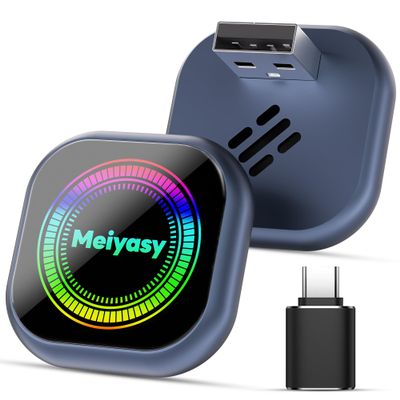 2026 Upgraded Wireless CarPlay Adapter for iPhone, Compact Mini Metal Shell Design Small Size, (New Update) Plug and Play, Fast and Stable Connection CarPlay Adapter for Apple iOS Android (Navy Blue)