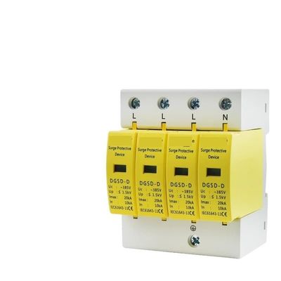 AC 4P SPD 3P+N Surge Protect 10-20 20-40 30-60KA 385V House Lightning Protevtor Solar PV Low-Voltage Arrester Device Din Rail(20-40KA)