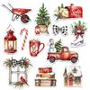 12 Pcs Farmhouse Christmas Stickers Set, Rustic Red Holiday Decals Truck, House, Tree, Santa Mail, Mug, Lantern, and Candy Cane, Stickers for Laptop, Bottle, Journal, Scrapbook, Wrapping 5 Inches view 1