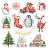 12 Pcs Cozy Christmas Stickers, Festive Winter Decals Tree, Reindeer, Penguin, Snowman, Gifts, Polar Bear, Holiday Stickers for Laptop, Bottle, Notebook, Scrapbook, Wrapping, DIY Crafts 7 Inches view 1
