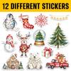 12 Pcs Cozy Christmas Stickers, Festive Winter Decals Tree, Reindeer, Penguin, Snowman, Gifts, Polar Bear, Holiday Stickers for Laptop, Bottle, Notebook, Scrapbook, Wrapping, DIY Crafts 7 Inches view 2