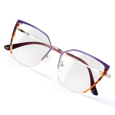 DOERAYMI Blue Blockers Glasses for Women, Bluelight Glasses with Cat Eye Frame for Style, Comfort, Eye Strain Relief (Metal, purple)