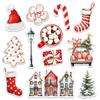 12 Pcs Christmas Red and White Stickers, Festive Holiday Decals Stocking, Candy Cane, Santa Hat, Gift, Tree Design, Cozy Winter Stickers for Laptop, Bottle, Notebook, Wrapping, Holiday Crafts 5 Inches view 1