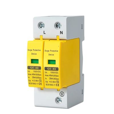 2P DC SPD Surge Protective Device 500V 600V 800V 1000V 20KA 40KA Voltage Protector Solar PV Photovoltaic Lightning Arrester(600V)