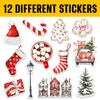 12 Pcs Christmas Red and White Stickers, Festive Holiday Decals Stocking, Candy Cane, Santa Hat, Gift, Tree Design, Cozy Winter Stickers for Laptop, Bottle, Notebook, Wrapping, Holiday Crafts 8 Inches view 2