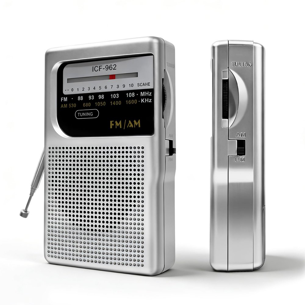 Radios Portable AM FM,Small Radio with 3.5 Input for Headphones Earphone Analog Tuning,Transistor Pocket Radio with Hand Strap,Used for Running/Walking/Traveling(Silver)