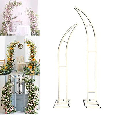 2pcs Moon Shape Garden Arch Set with 5 Floral Tools, Wedding Ceremony Backdrop Stand for Events, 3 Sizes (5.9ft & 6.8ft) - Perfect for Party Decorations