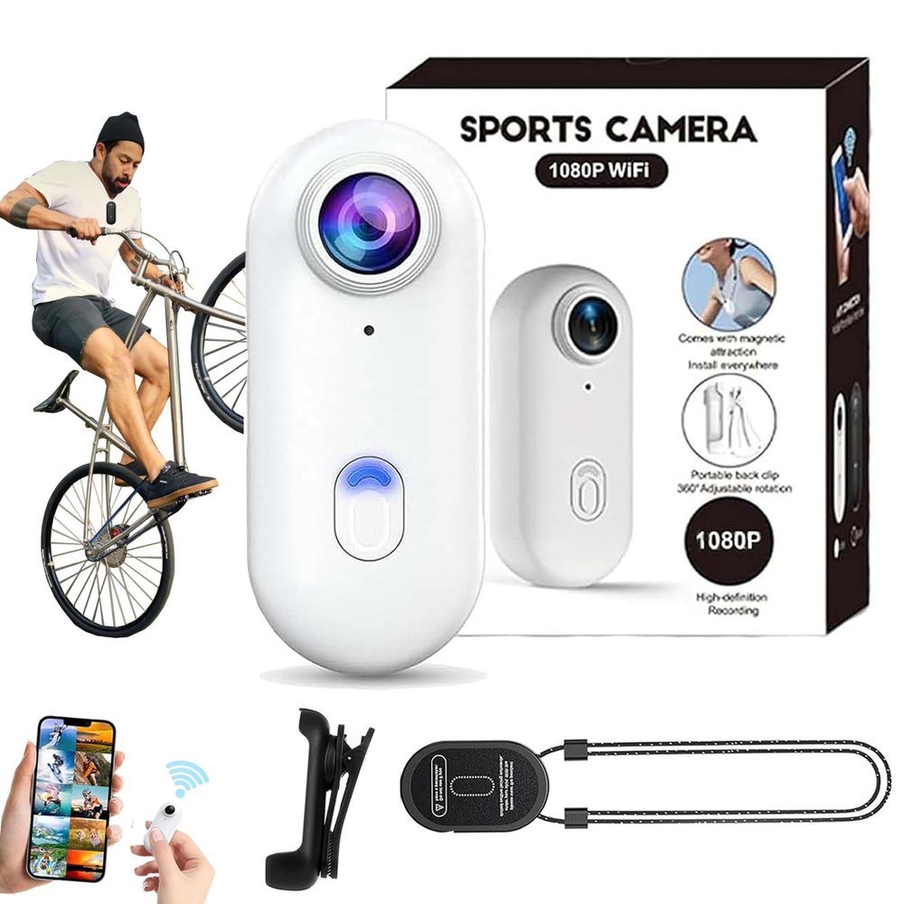 MGSTN POV Camera, HD Action Camera, The Snap Cam, 1080p/4k Mini Body POV Pro Action Cam with Audio Video, Wearable Adventure Sports Cameras for Vlogging Cycling Diving (White, 1080P)