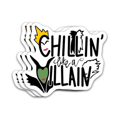 (3Pcs) Chillin Like a Villain Sticker Funny Quotes Vinyl Sticker, Movie Quotes, Sarcastic Quote, Waterproof Die-Cut Decal for Water Bottle, Laptop, Hard Hat, Helmet, Car, Phone 3 inches