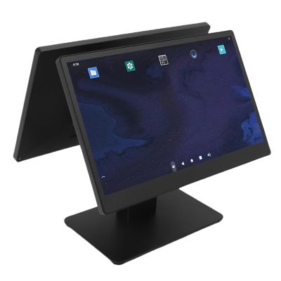 Walfront 15.6in Dual Screen Touch Screen POS System for Small Business Retail All in One Cash Register Electronic POS Terminal LCD Display (US Plug)