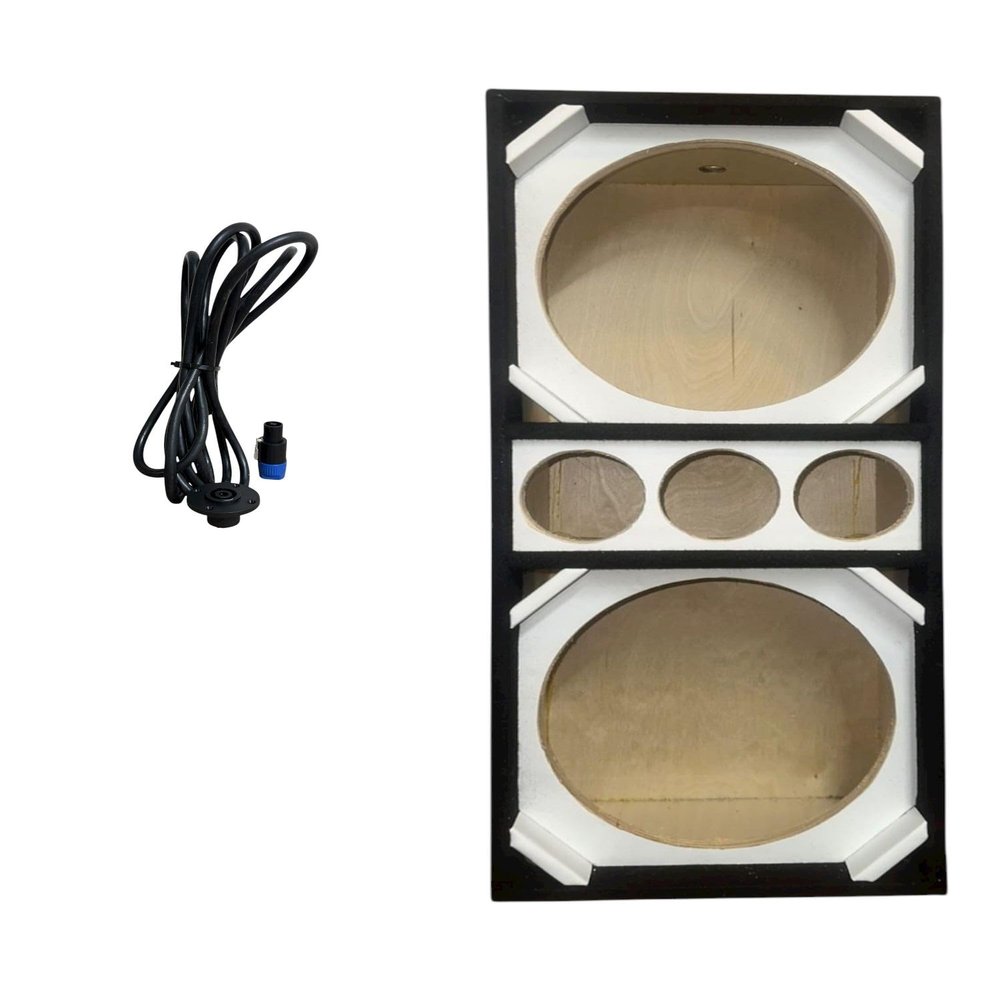 12 inche Brazilian Style Chuchera Speaker Box for Two 12'' Speakers & Three Tweeters Vented Enclosure for Car (White)