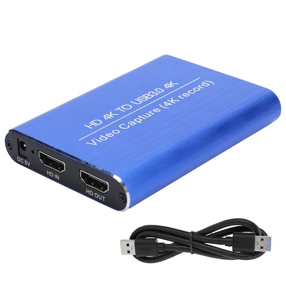 Game Recording Live Streaming Box, USB30. Video Card, 4K 1080P 60FPS Recorder, Plug and Play with Aluminum Alloy, Compatible with OS X