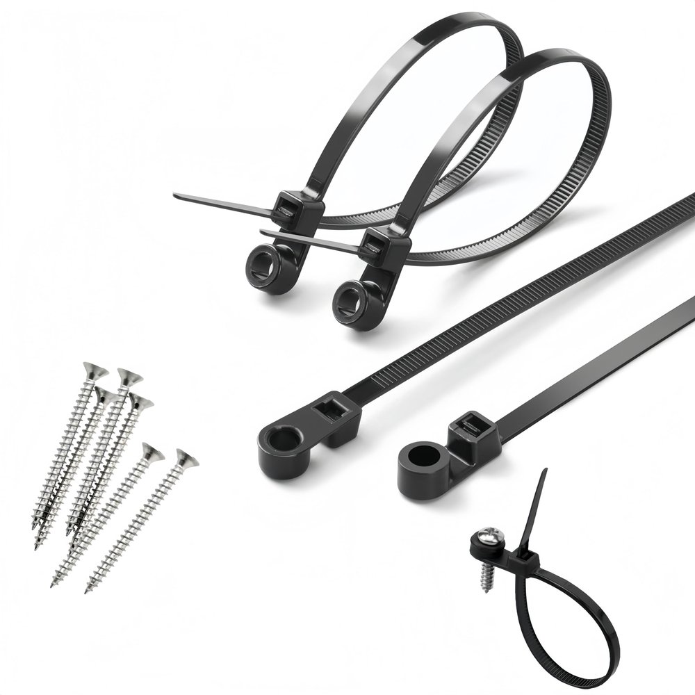 Nylon Universal Cable Tie Buckle, Heavy Duty Self-Locking Zip Ties, UV-Resistant Plastic Fasteners for Car Repair, Wire Bundling, Home&Garage Cable Management (100 Pcs Nylon Cable Ties + 50 Nails)