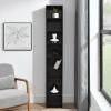 KCSWKJ 8-Tier Media Tower Rack, CD DVD Slim Storage Cabinet with Adjustable Shelves, Tall Narrow Bookcase Display Bookshelf for Home Office,Multi-Functional Double-Decker Bookcase view 3