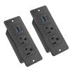 2 Pack Recessed Power Strips USB, 20W Fast Charging Furniture Outlets - 2 AC & 3 USB (2 USB-C + 1 USB-A) for Desk, Bedside, Drawer - Space-Saving, 10FT Cord, Black view 1