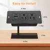 2 Pack Recessed Power Strips USB, 20W Fast Charging Furniture Outlets - 2 AC & 3 USB (2 USB-C + 1 USB-A) for Desk, Bedside, Drawer - Space-Saving, 10FT Cord, Black view 4
