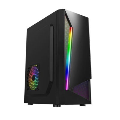 GALPADA ATX Computer Case with Wide Transparent Side Panel Hollow Mesh Front for Efficient Cooling USB Interface Compatible with ATX and MATX Motherboards for Home Office and Gaming Use