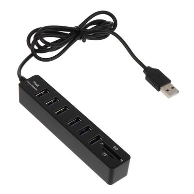 DOITOOL Portable USB Hub Expansion Adapter with Memory Card Reader Lightweight ABS Laptop Data Transfer Converter for Office and Desktop Use Black Compact Design