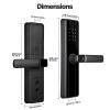 BOGJFC Smart Door Lock Fingerprint Password Remote App Unlock Alexa Compatible Aluminium Black Fits 35 to 60mm Doors 5050 Insert 22x220mm view 3