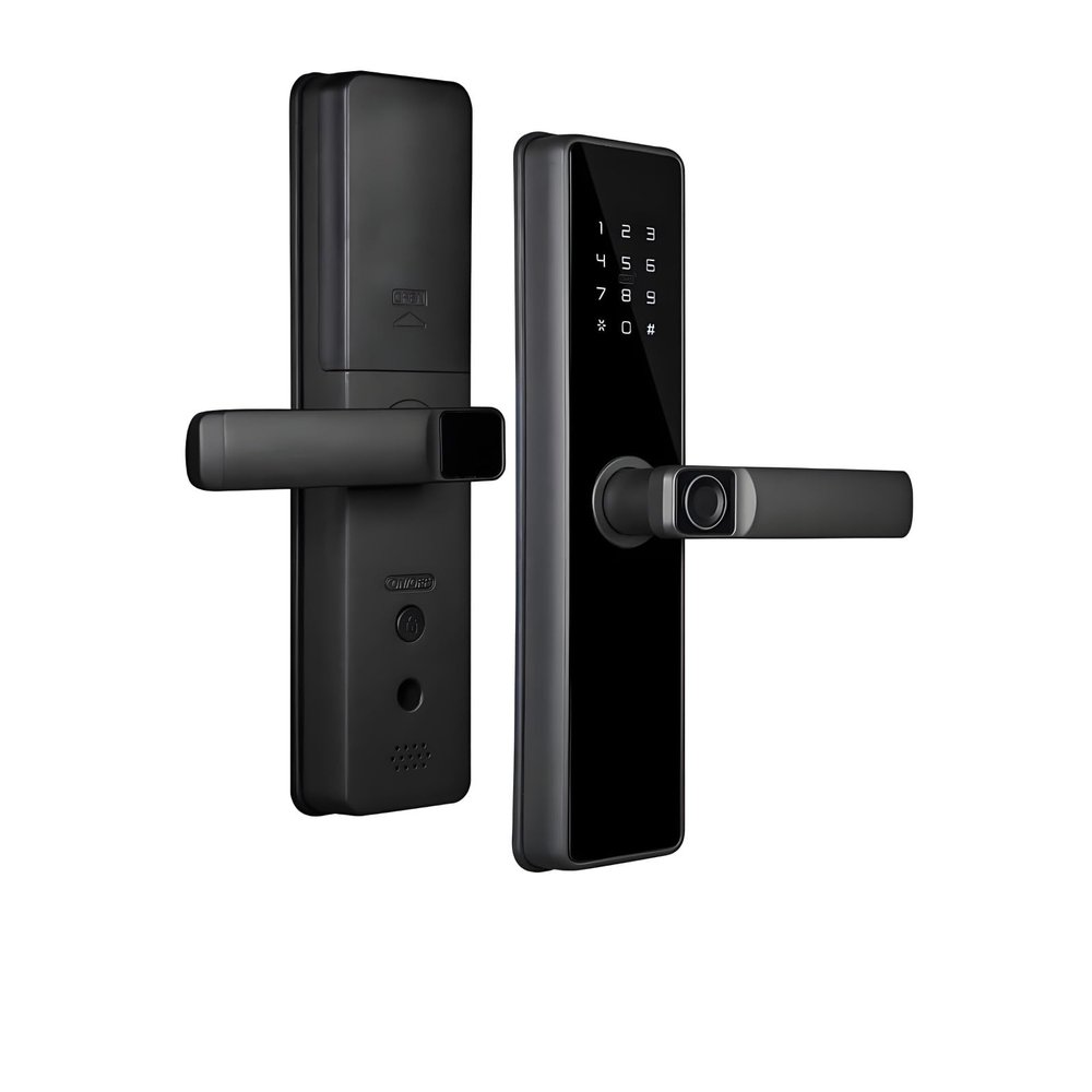 BOGJFC Smart Door Lock ZigBee 3.0 Indoor Fingerprint Password Keycard Remote App Unlock Aluminum Black Fits 35 to 60mm Doors 5050 Insert Tenon 22x147mm