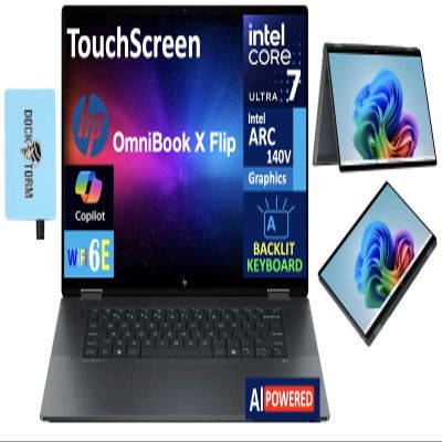 HP OmniBook X Flip 2-in-1 AI Powered 2-in-1 Laptop 16.0" WUXGA (Intel Ultra 7-256V, 16GB LPDDR5X, 1TB SSD, Win 11 Home) w/DKZ USB Port Expander
