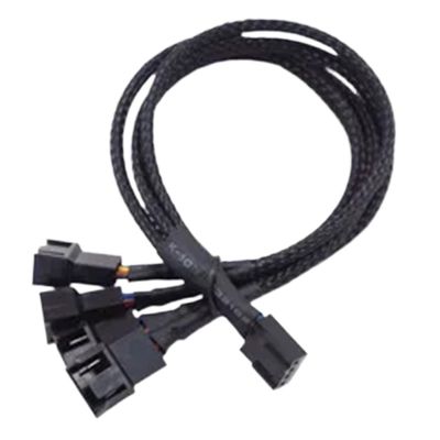 ACGTUY Cylarix PWM Fan Splitter Cable PC 4Pin 1 to 4 Ways Fan Power Extension Adapter Cable Black Sleeved Braided Cable 27cm/10.5 inche(1 to 4)