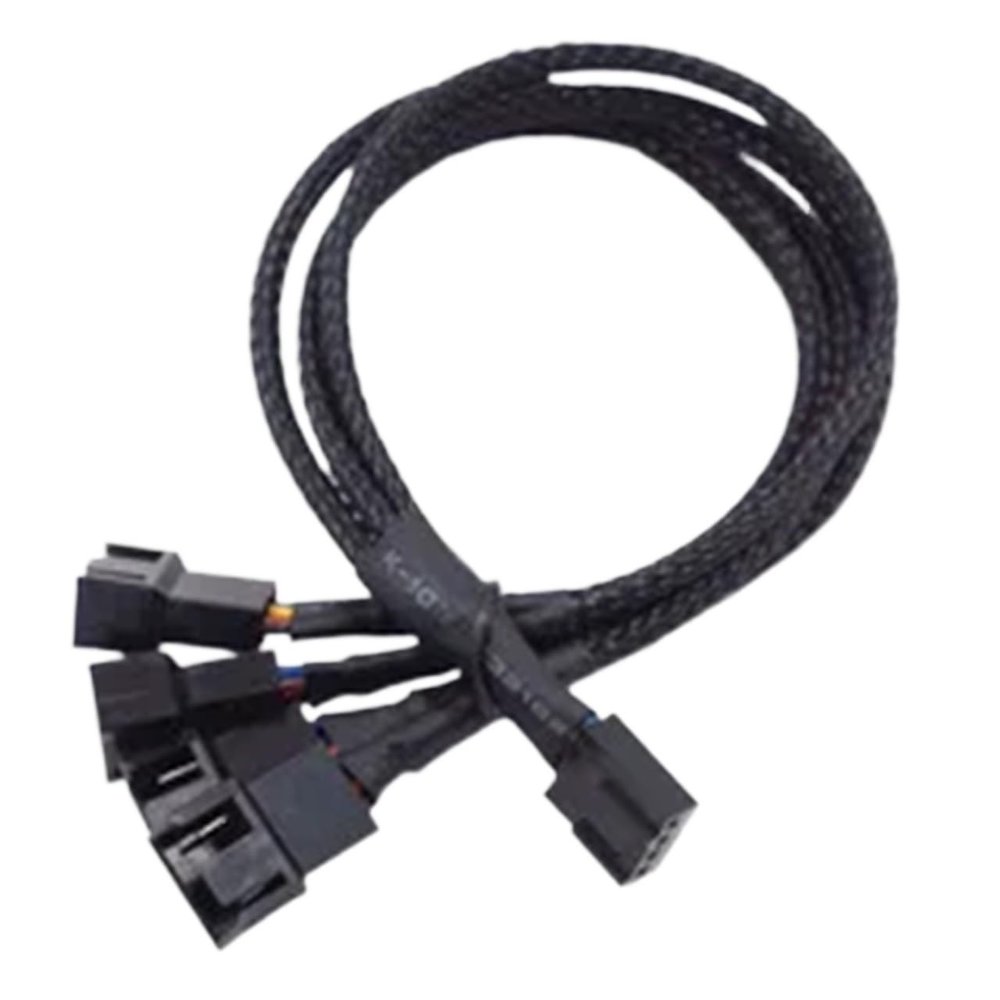 ACGTUY Cylarix PWM Fan Splitter Cable PC 4Pin 1 to 4 Ways Fan Power Extension Adapter Cable Black Sleeved Braided Cable 27cm/10.5 inche(1 to 4)
