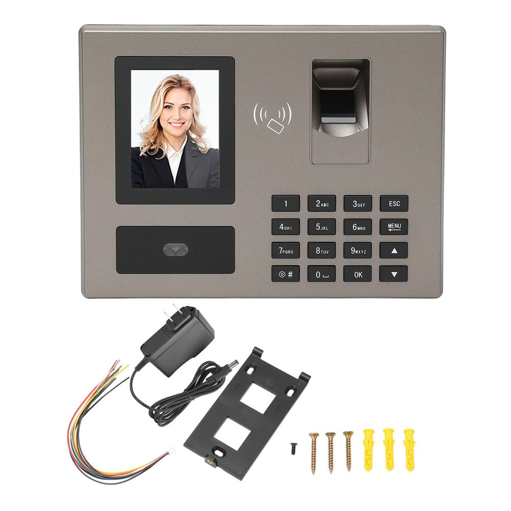 Garosa Fingerprint Time Clock 4 in 1 Face Recognition Password Card Employee Attendance Machine with 500 Facial 1500 Fingerprint Capacity for Office Factory School Hotel (US Plug)