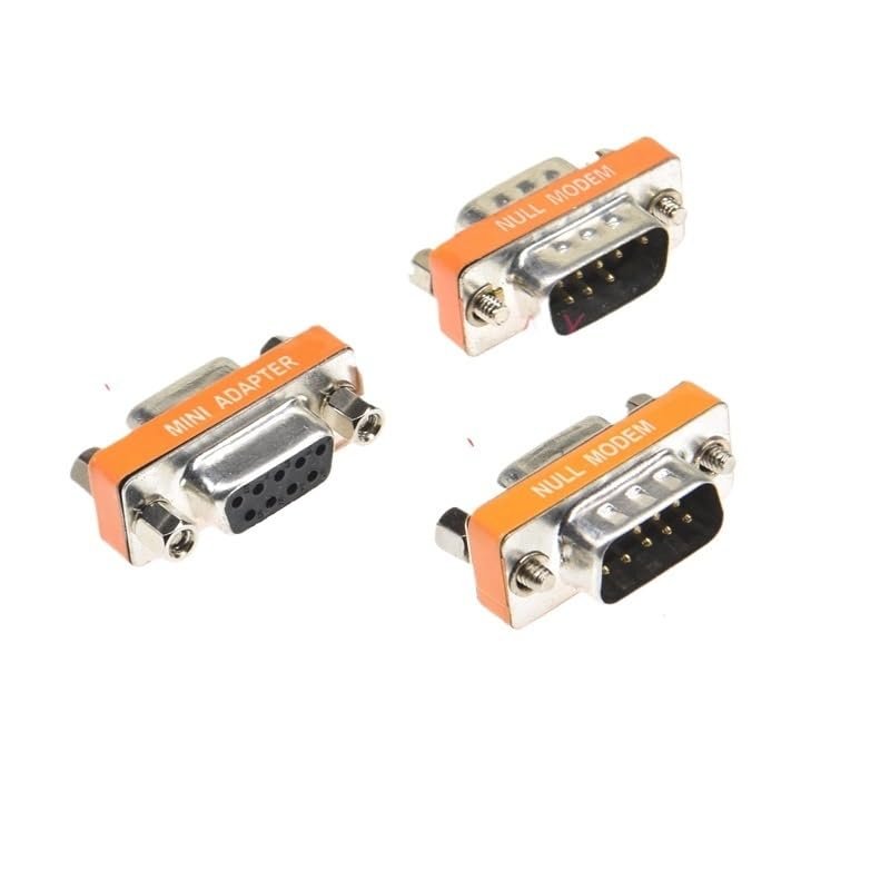 1Pcs mi ni Null Modem DB9 Plug Adapter Gender Changer Cross RS232 Serial Connector(Male to Female)