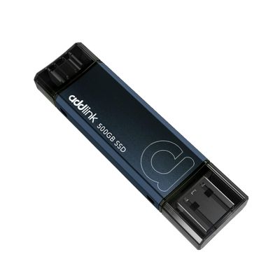 Addlink P50 500GB Mini Portable SSD Stick 1050MB/s USB 3.2 Gen 2 Dual Type-C & Type-A Thumb Drive External Solid State Drive for iPhone 16/15 Pro Max ProRes,Steam Deck, PS5, Teslacar (Metal)