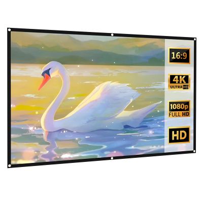 60 Inch 16:9 HD 4K Portable Foldable Projection Screen, Wrinkle-Free Movie Screen Support Dou-ble Sided Projection for Home Cinema, Garden Party(60 Inch 16:9)