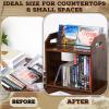 CroBlissful 2-Tier Cd Holder, DVD Storage Rack for Display, Rustic Wooden DVD Organizer Cd Storage Shelf for Home Office Holds up to 56 Standard, Ideal for Music Lovers, Collector view 3