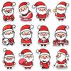 12 Pcs Cute Santa Stickers Set, Adorable Christmas Decals Santa with Gifts, Candy Cane, Mug, and Snowman, Holiday Stickers for Laptop, Bottle, Notebook, Scrapbook, Wrapping, DIY Crafts 5 Inches view 1